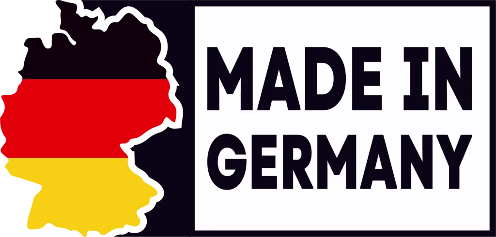 Made in Germany Siegel in den Farben der deutschen Flagge